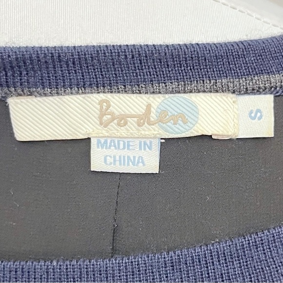 BODEN Navy Blue Merino Wool Open Wrap Lila Sequin Back Jumper Sweater Small - Picture 8 of 10